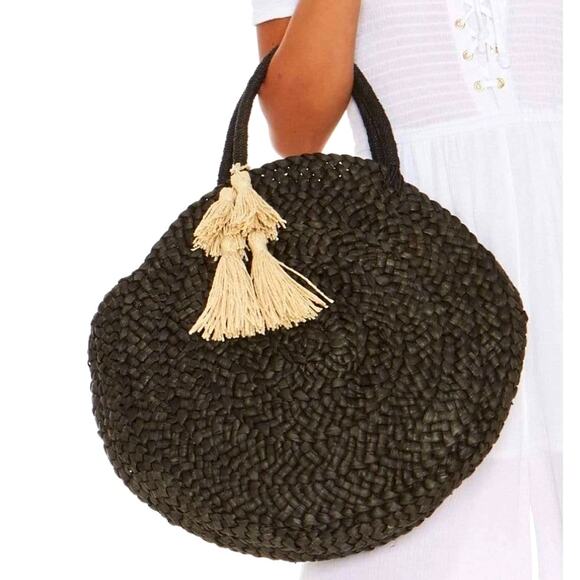 L*Space Black Straw Summer Tote Beach Handbag - Picture 15 of 15